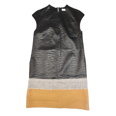 MSGM Dress womens SMALL black casual pencil sleeveless leather zip size S AA