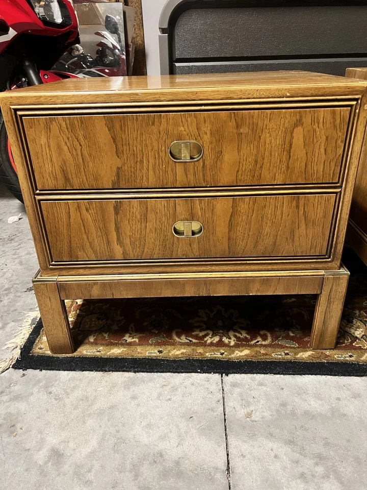 Rare! Pair of Drexel Accolade Campaign Nightstands - MCM/Hollywood Regency - Image 3 of 4