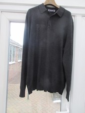 CHARLES TYRWHITT NEW PURE MERINO BUTTON NECK JUMPER DARK GREY SIZE XL