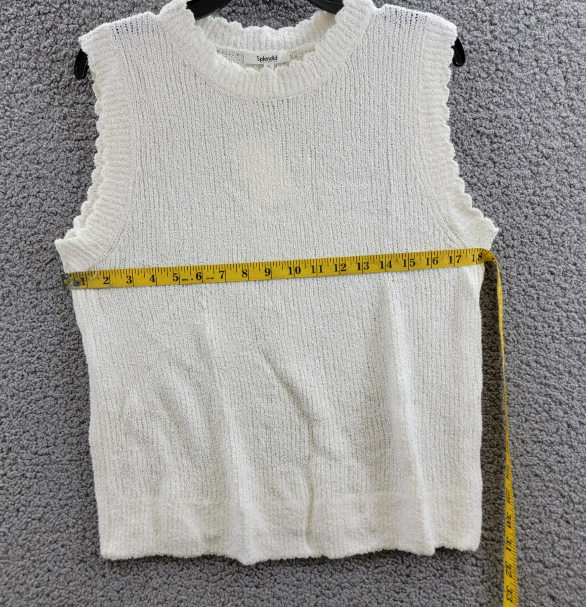 Splendid Morgan Scalloped Ribbed Sleeveless Sweater Top Womens XL