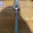 Vintage Stainless Steel Slotted Spoon Serving Cooking USA 13" Turquoise Color — photo 1