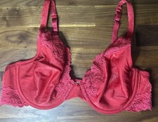 Vtg WARNERS 38C Bra Red Second Skin Satin Lace Lightly Lined Underwire