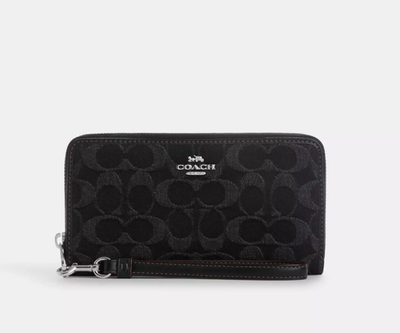 NWT Coach Long Zip Around Wallet In Signature Denim CP412 | eBay