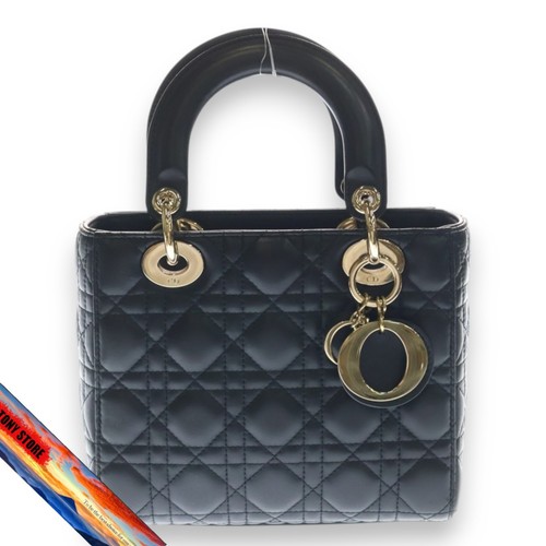 Christian Dior My Lady Dior 2Way Handbag Black Lambskin Gold Hardware