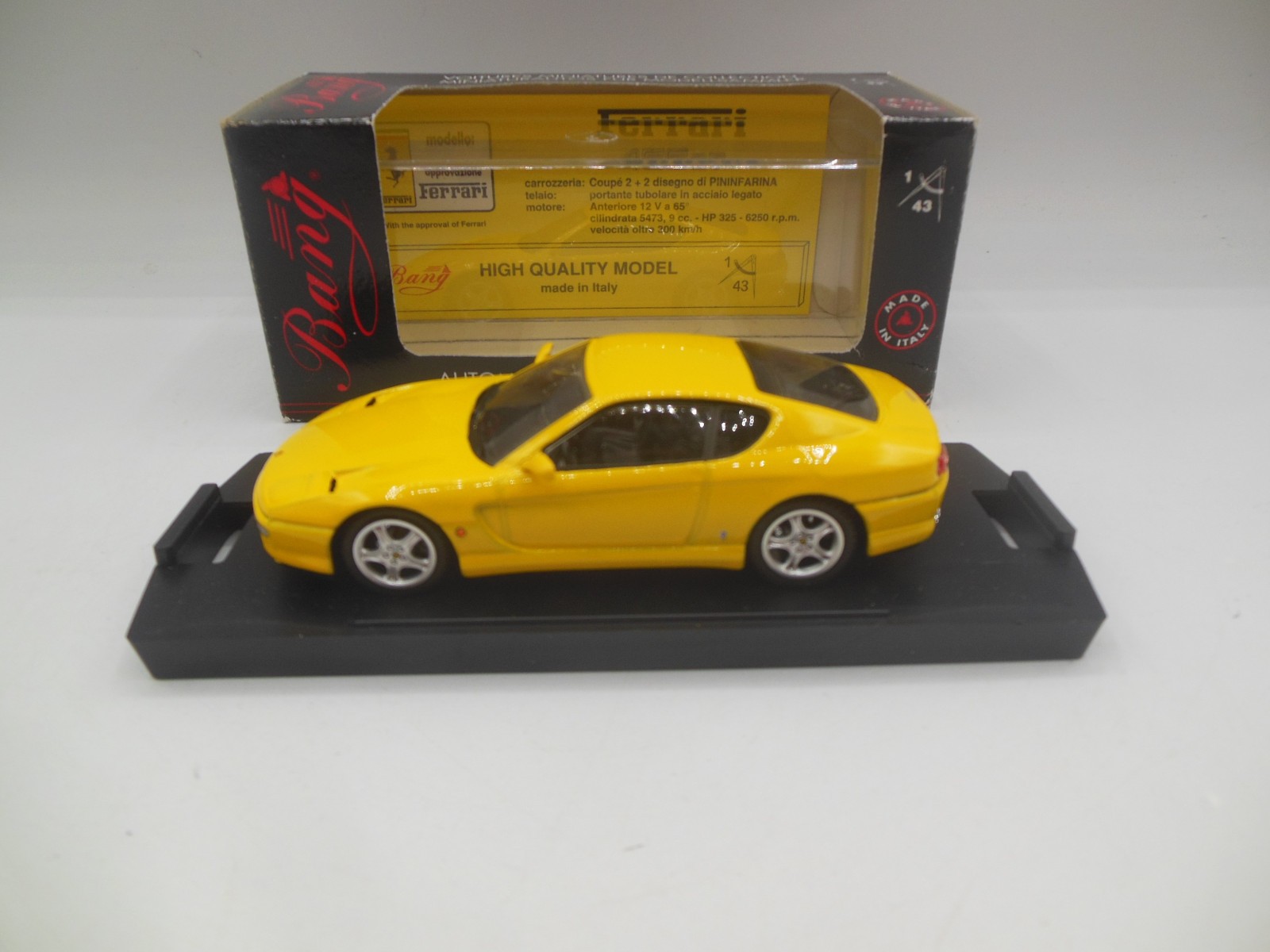 Bang Models 8023 Ferrari 456 GT ""Sradale"" in Yellow 1:43 Scale