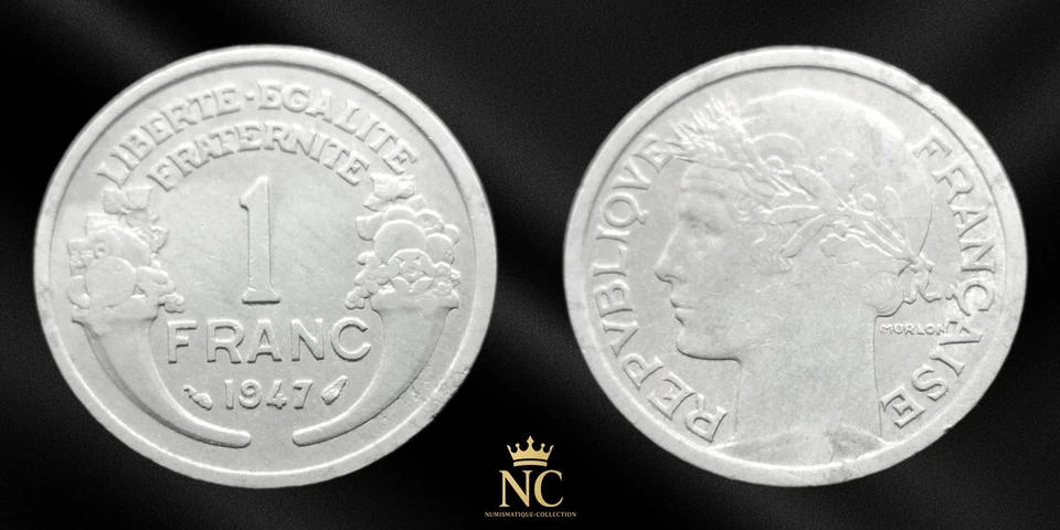Francia - 1947 - 1 franco Morlon Aluminio, légère (1,3 gr) (N0479) Foto 3 de 3