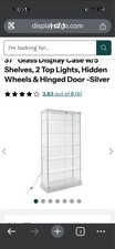 LED Glass Display Case   5 Shelves, Silver   Used Once - white plains assembled