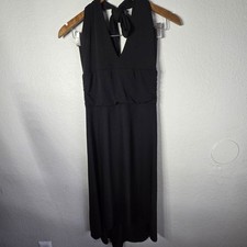 Banana Republic Black Halter Wrap Front Knee Length Dress Size 6 Asymmetric 