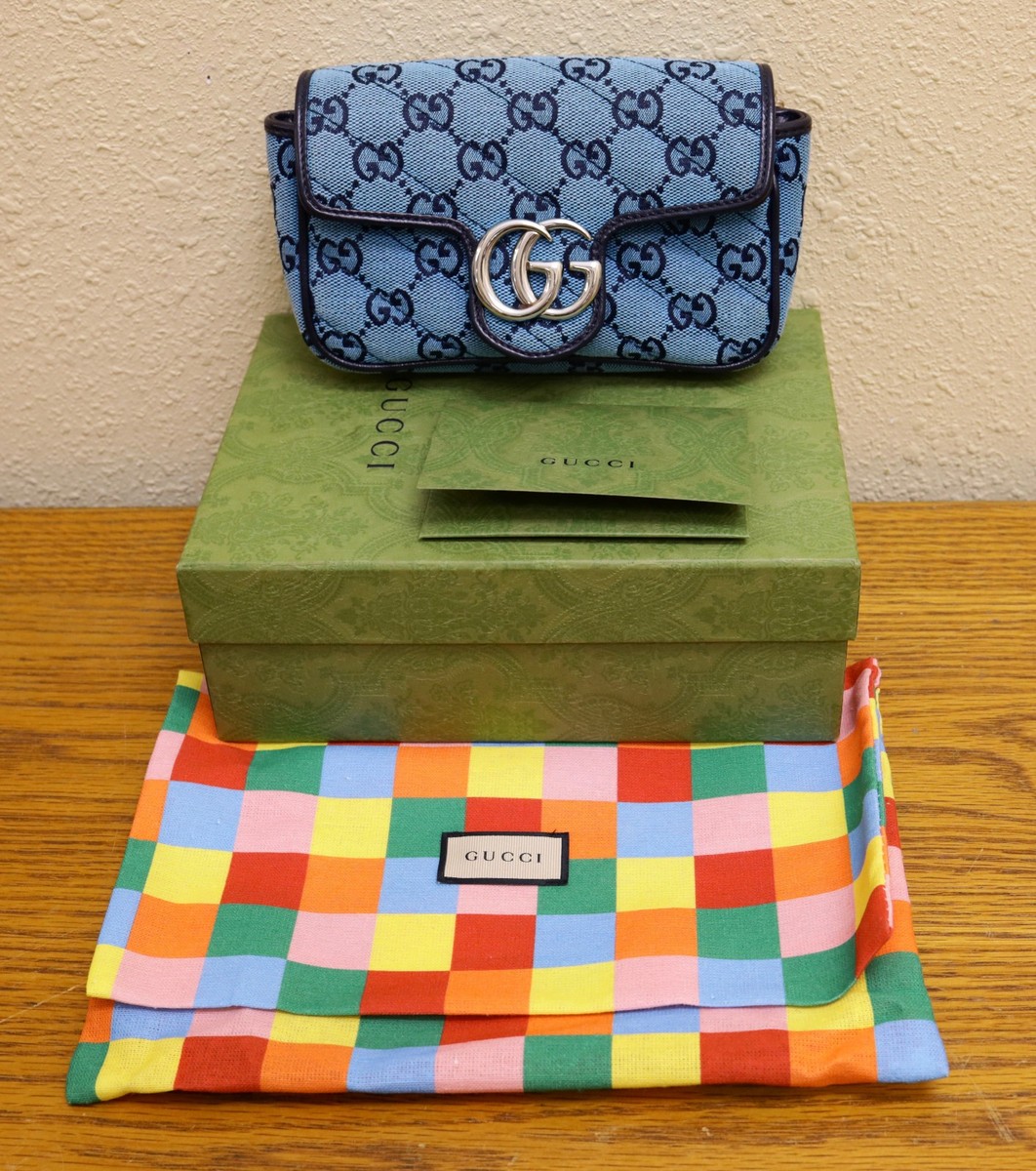 Gucci GG Marmont Crossbody Super Mini Blue Canvas | eBay