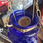 Hanging Blue Glass Bell Jar Lantern Light Lamp — photo 3