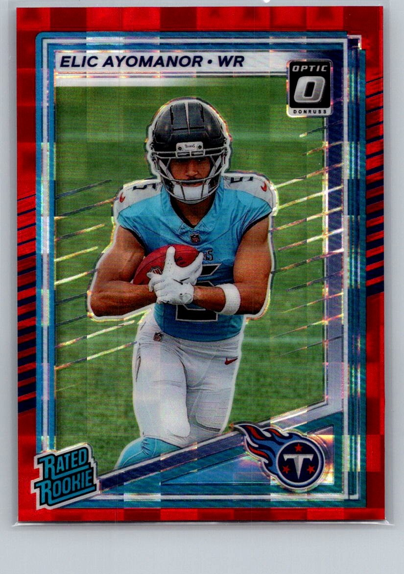 2025 Donruss #339 Elic Ayomanor Optic Rated Rookies Preview Red Pandora