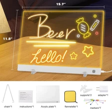 Large LED Drawing Board Kids Stand 15.7 X11.8 Note 7 Markers Trend Shop Message