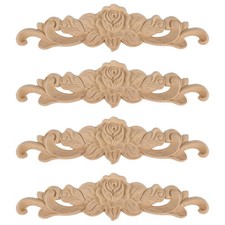 4pcs 20*5cm Rubber wood  Long Onlay Applique Unpainted Rose Flower Door8127