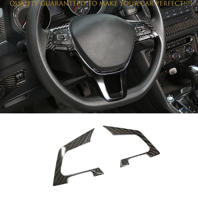 Steering Wheel Switch Trim Fit For Volkswagen Tiguan 2018-2024 Real Carbon Fiber