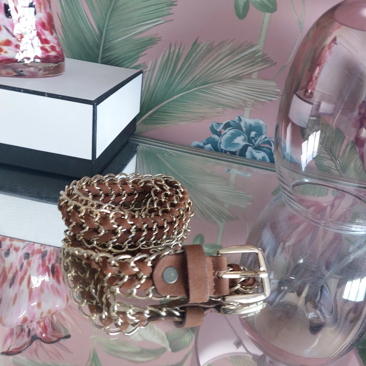 ADA Brown Leather O-Ring chain belt modern safari elevated accessories luxury SM ❤️Ada Collection❤️ LIKE & Type “BELT” for details  main image 4