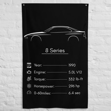 8 Series 1990 Car Silhouette Flag 3x5 ft Garage Banner Man Cave Wall Decor Gift