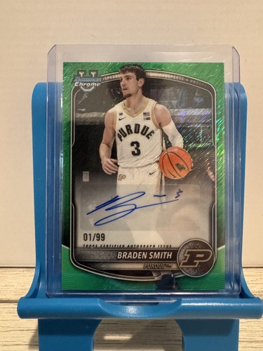 2025-26 Bowman Braden Smith Green Shimmer 01/99 Chrome Prospects Auto Purdue