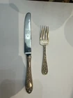 Kirk Stieff RoseSterling Silver Repousse Dinner Knife And Solid Fork No Monogram