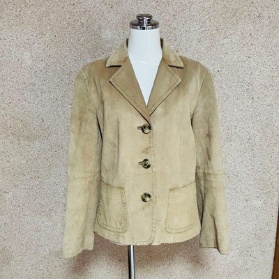 Max Mara Weekend Suede Tailored Jacket Blouson Coat Women Size 42 Beige Genuine
