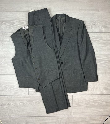 Saint Laurent Rive Gauche Vintage 70s Three Piece Grey Suit Blazer Mens 54 Gr.