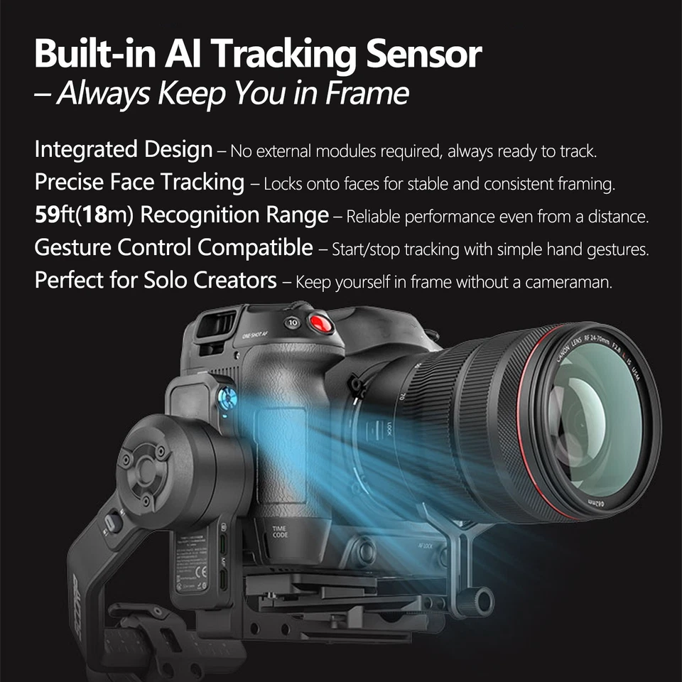 Feiyu SCORP-C2 AI Tracking Camera Gimbal Stabilizer for DSLR/Mirrorless 7.7lb - Image 3 of 4