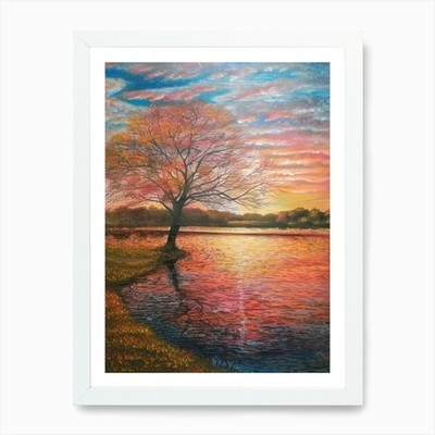 Sunset By The Lake 7 Art Print Framed Wall Art Poster Canvas Print Picture