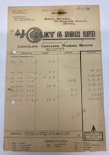 2 x A J CALEY & SON Ltd NORWICH 1934 VINTAGE INVOICES - BULLARDS