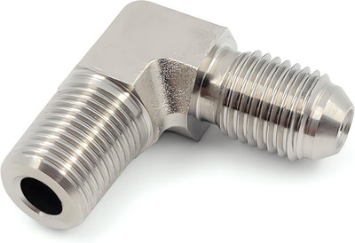 1/8 NPT to 3AN Fitting - 90 Degree Male Elbow Adapter (Steel) - K-MOTOR