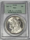 1887-S MORGAN U.S. SILVER DOLLAR PCGS MS61 OGH OLD GREEN HOLDER