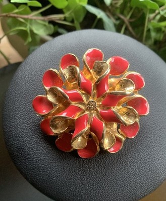 Gablonzer  Schmuck-Anhänger, Amer. Double, Emailliert, Vintage, Blume.  !513
