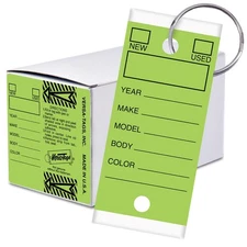 Lime Green Self-Protecting Key Tags 250 Per Box with Split Rings