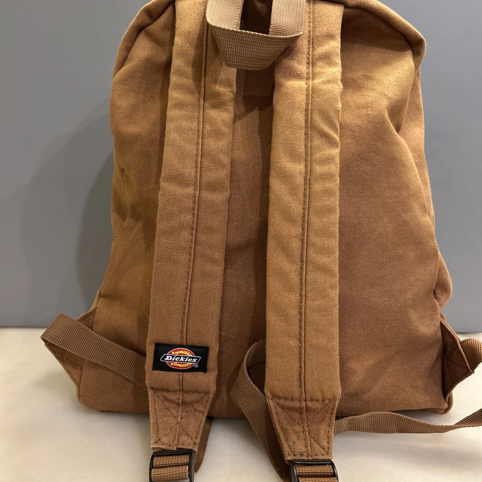 Mochila clássica Dickies 100% algodão lona logotipo - marrom pato 3 bolsos com zíper - Imagem 2 de 4