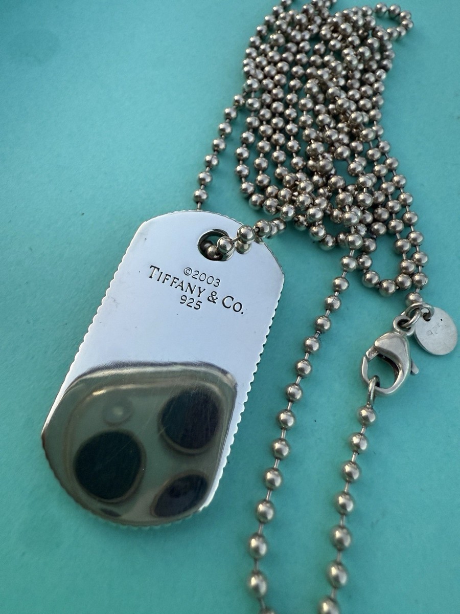 Tiffany & Co. Sterling Silver Coin Edge Dog Tag Pendant 34