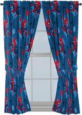 Kids Window Drapes - 4 Piece Curtain Set Includes 2 Tiebacks, Beautiful Bedding