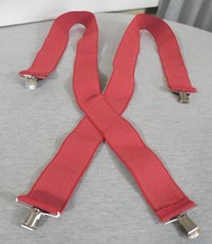 Red w White Stripes Elastic Steel Clip On Hardware Adjustable Suspenders Braces