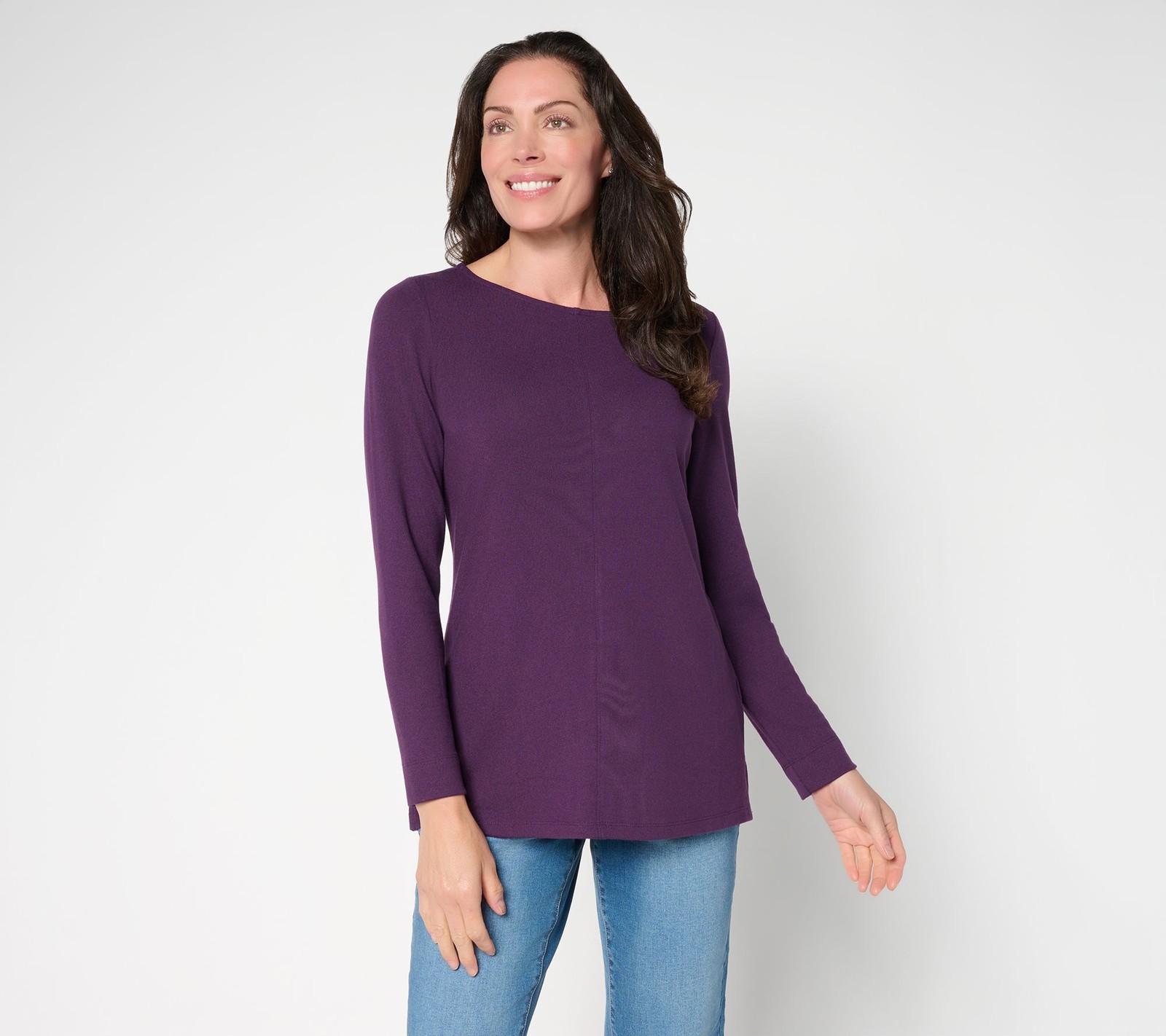 Denim & Co. Women's Top Plus Sz 2X Make Your Selection: Essentials Purple