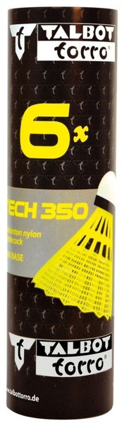 Talbot-Torro Badmintonball Tech 350 Nylonfederball 6Er Dose Gelb-image