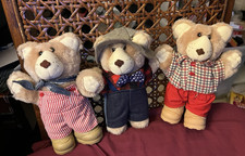 Furskins Teddy Bears Plush- Appalachian Artwork 1980s- 7" Farrell, Boone, Dudley