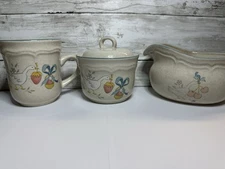 International Tableworks Stoneware Marmalade Geese Creamer & Sugar Bowl with Lid
