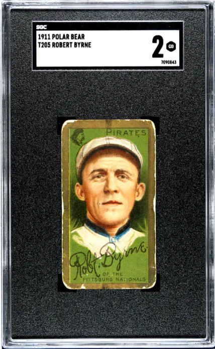 1911 T205 BOBBY BYRNE NNO GOOD GOLD BORDER POLAR BEAR SGC 2 PITTSBURGH PIRATES