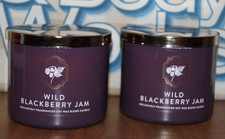 LOT OF 2 Bath Body Works 3 Wick Candle Wild Blackberry Jam 14.5 oz New