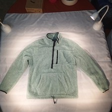 PINK Victoria s Secret Sherpa Quarter-Zip Pullover Sweatshirt Green Size Small