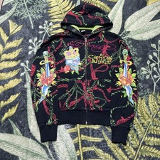 Vintage Mens Medium Ed Hardy by Christian Audigier AOP Y2K Style Hoodie Skull