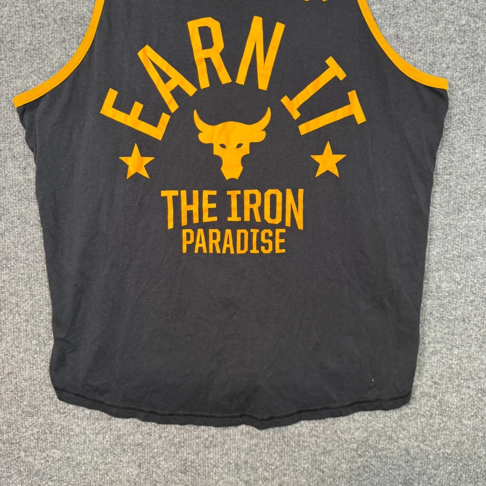 Camiseta regata Under Armour Project Rock masculina GG preta sem mangas musculosa - Imagem 2 de 4