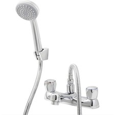Bath Filler Tap Shower Mixer Handset Chrome Dual Lever Modern Bathroom