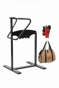 Fired Manual Heavy-Duty Large Metal Firewood Splitter, Black w/ Gloves Bag