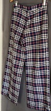 Vintage Montgomery Ward Plaid Pants Flare Blue Red Silver Thread Groovy 28x30