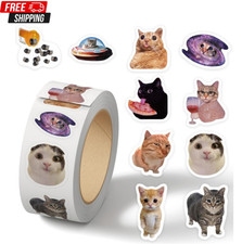 500PCS Cute Cat Stickers Waterproof Meme Kitten Decals for Laptop Bottle Phone