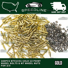 160pc M7x1.0x31 Gold 12 Point Spiked Wheel Bolts Nuts For 23 Piece Wheels