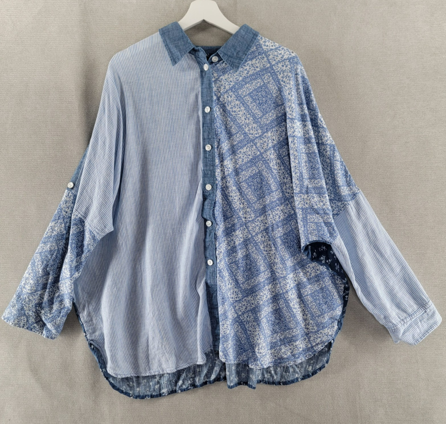 American Eagle Womens Top Oversize Patchwork Size… - image 2